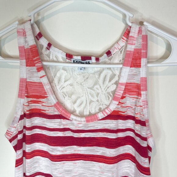 EXPRESS Tank Top Size SP Pink White Semi Sheer Striped Pullover Small Petite - Picture 8 of 10